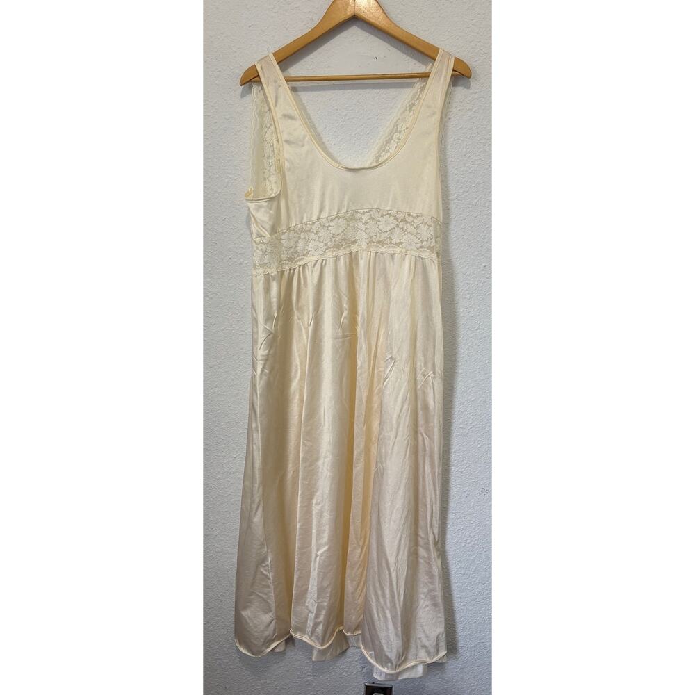 Vintage Lace Nightgown Floral Cream Ivory 1X Bridal Coquette Fairy Cottage - Picture 2 of 4